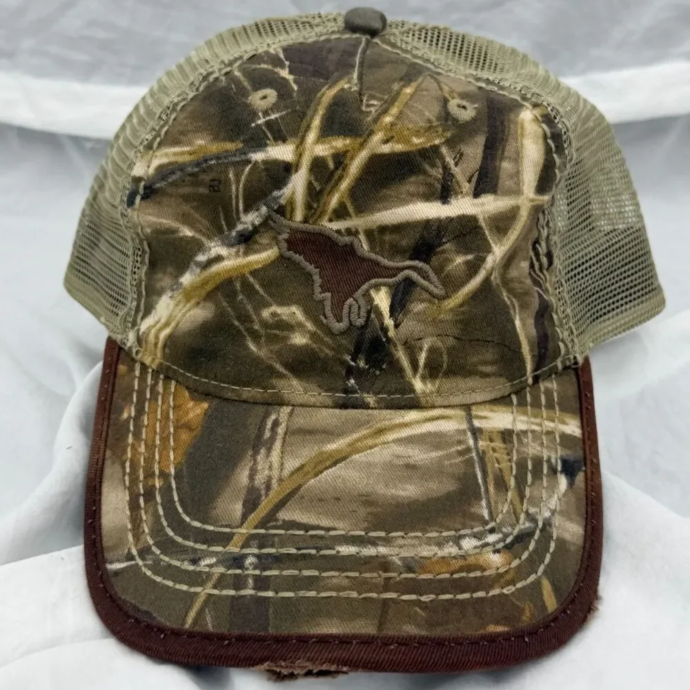 Drake Waterfowl Camo Trucker Hat Mesh Back Distressed Adjustable Cap Realtree
